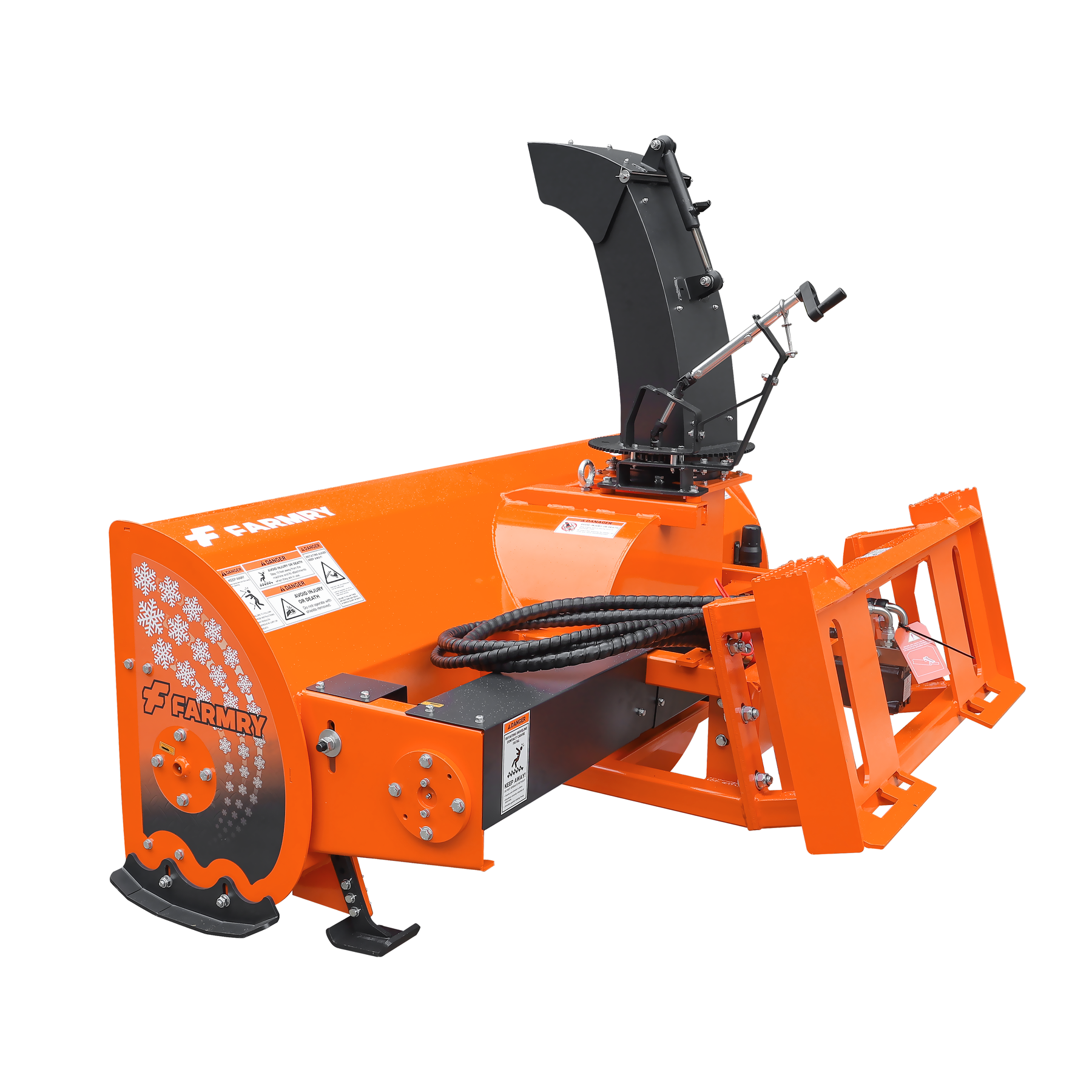 84" Skid Steer Snow Blower, 50-100 HP, REQ. Hydraulic Flow 16-21 GPM, 24" Diameter Impeller, Manual 360° Snow Chute, Snow Shovel for JAM Clearance Included, SSB84