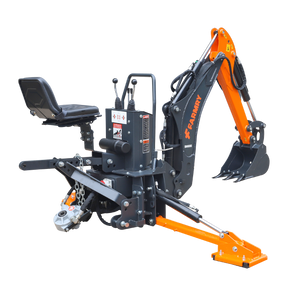 6 ' Compact Tractor Backhoe with Curved Boom, 12" Bucket, Self-Contained Gear Pump&Hydraulic Reservoir included, for 18-35 HP, Cat 1 Hookup, BH600