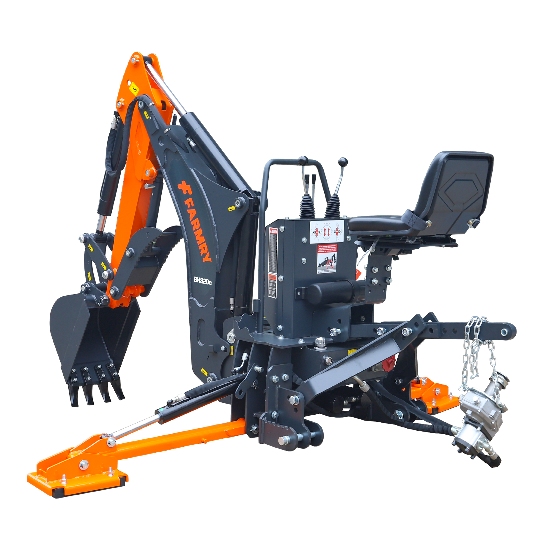 8 '2 " Tractor  Backhoe with Curved Boom, 15" Bucket, Mechanical Grapple Thumb, Self-Contained Gear Pump&Hydraulic Reservoir included, for 30-65 HP, Cat 1&2 Hookup, BH820e