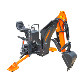 7 ' Tractor  Backhoe with Curved Boom, Italian Original WALVOIL Seven Way Hydraulic Control Valve, 12" Bucket, Hydraulic Grapple Thumb,  Self-Contained One-Piece Gear Pump&Hydraulic Reservoir included, for 25-45 HP, Cat 1&2 Hookup, BH700Pro