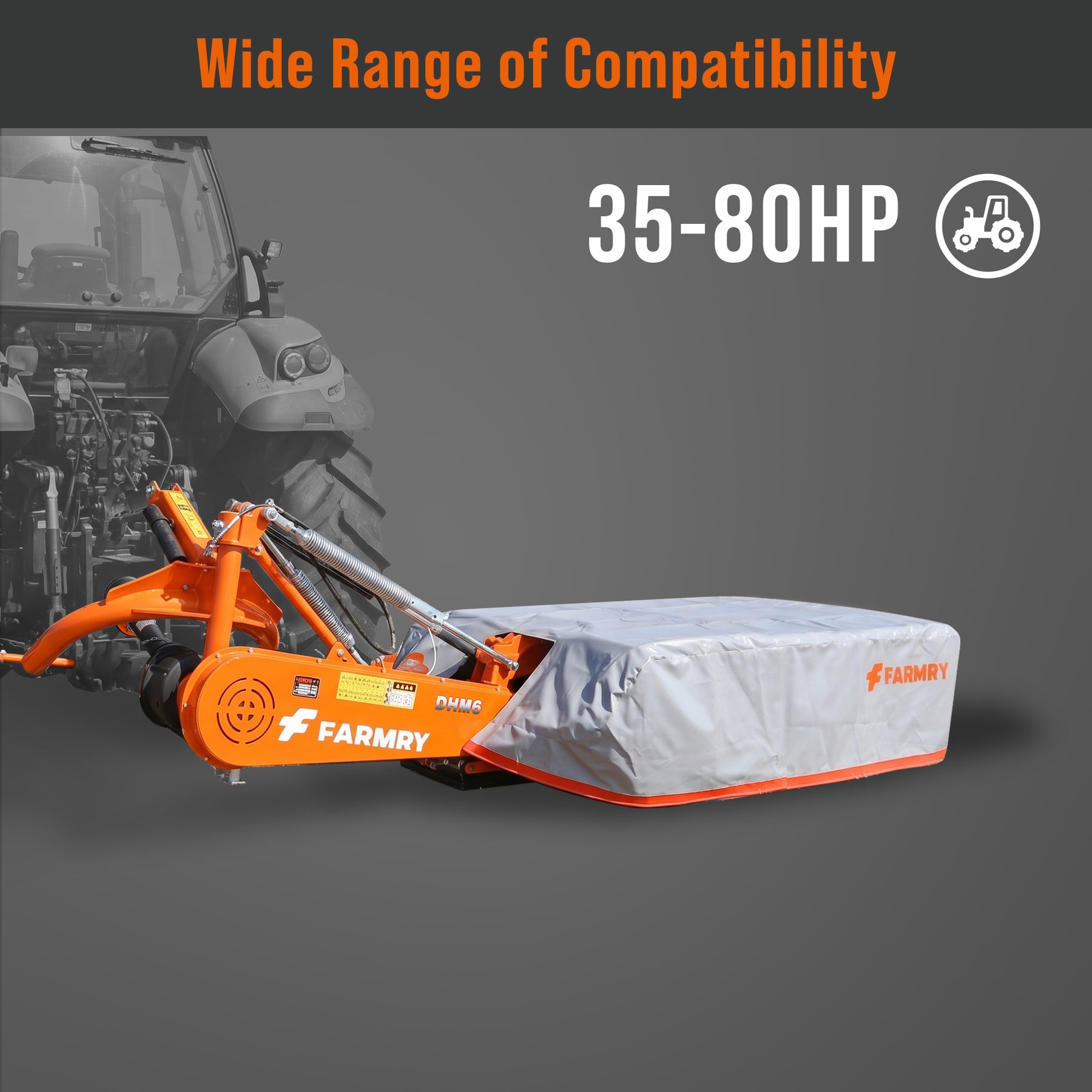 3 Point 65" Disc Mower, 4 discs, PTO Powered 35–80HP Hay Cutter for Category 1 & 2 Tractors, DHM6
