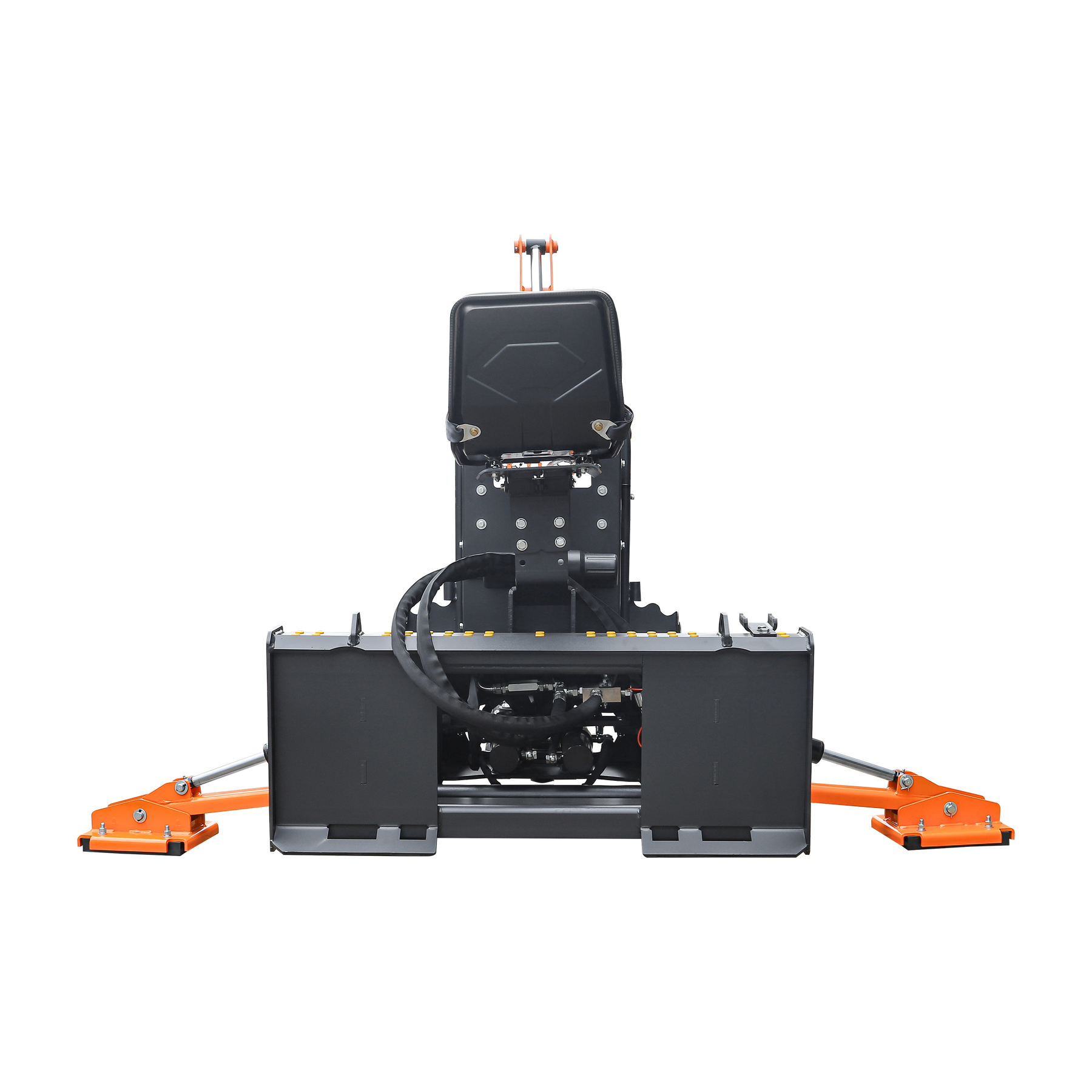 The Farmry BHS700Pro is a 7' skid steer loader backhoe with a curved boom, Italian WALVOIL seven-way hydraulic valve, 12" bucket, and hydraulic grapple thumb included, designed for 30–50 HP machines.