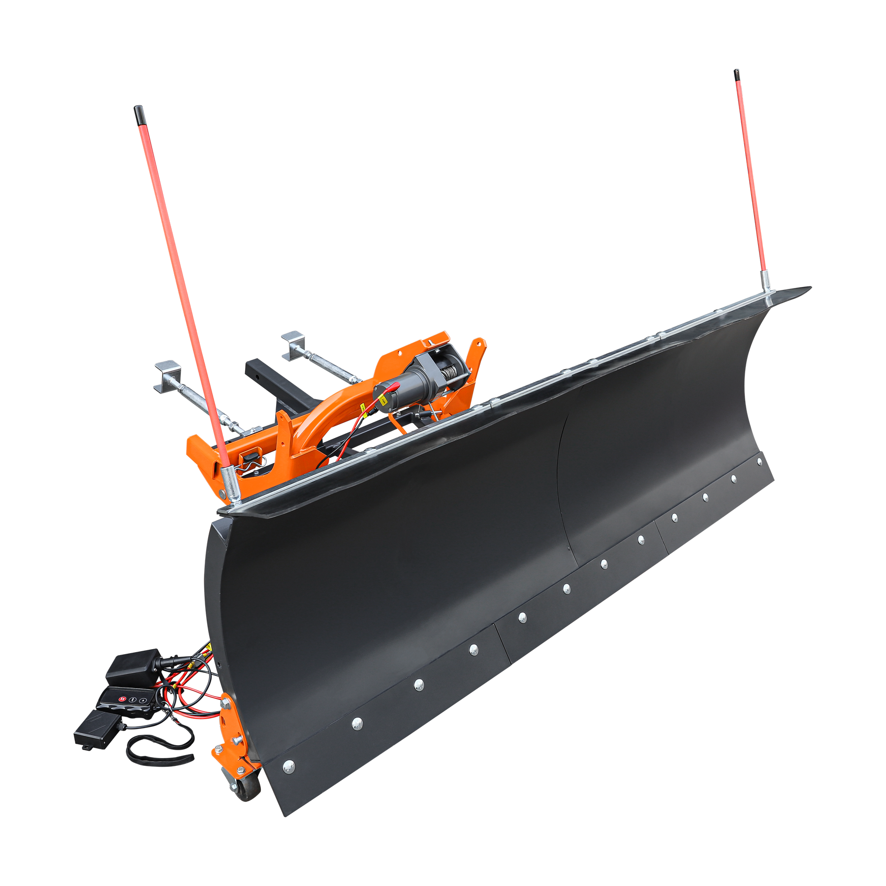 SP72 72" Truck/SUV Front Mount Snow Pusher, Left and Right Angle, 2" Mount Receiver, Wireless Winch Control