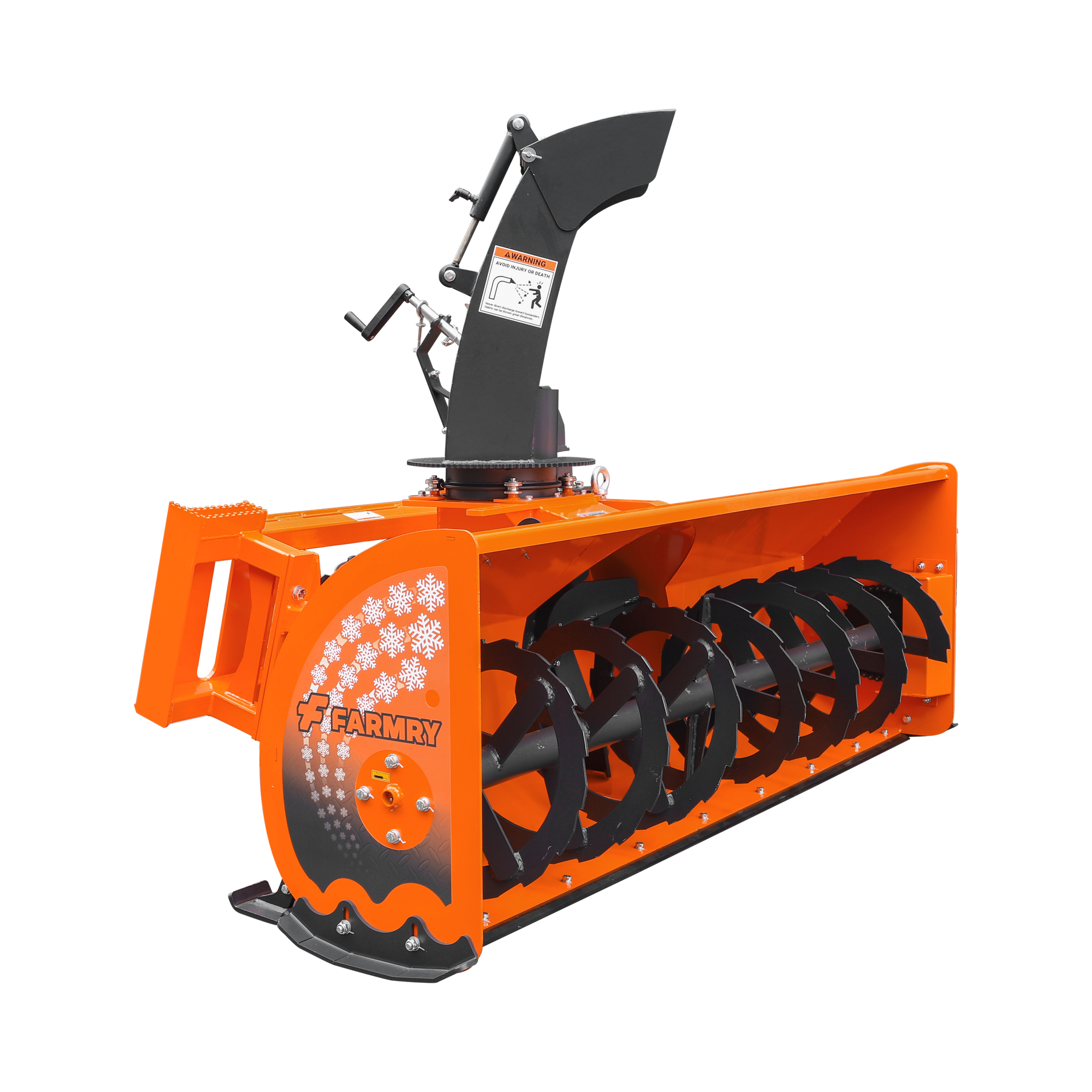 84” Skid Steer Snow Blower, 50-100 HP, REQ.Hydraulic Flow 16 -21GPM , 24” Diameter Impeller, Manual 360° Snow Chute, Snow Shovel for JAM Clearance included,  SSB84