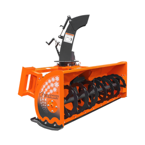 84” Skid Steer Snow Blower, 50-100 HP, REQ.Hydraulic Flow 16 -21GPM , 24” Diameter Impeller, Manual 360° Snow Chute, Snow Shovel for JAM Clearance included,  SSB84