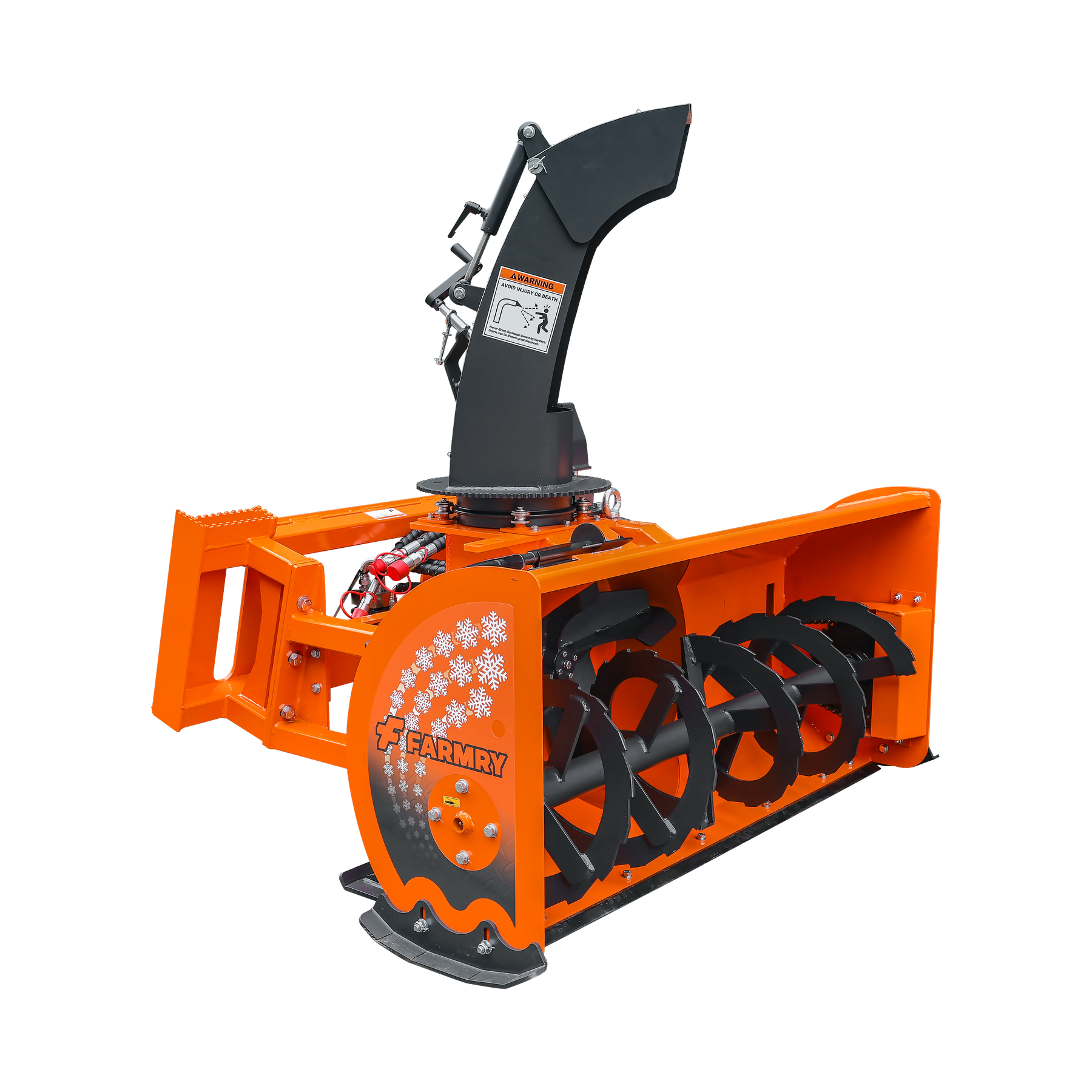 60” Skid Steer Snow Blower, 30-75 HP, REQ.Hydraulic Flow 16 -21GPM , 22” Diameter Impeller,  Manual 360 °Snow Chute,  Snow Shovel for JAM Clearance included, SSB60
