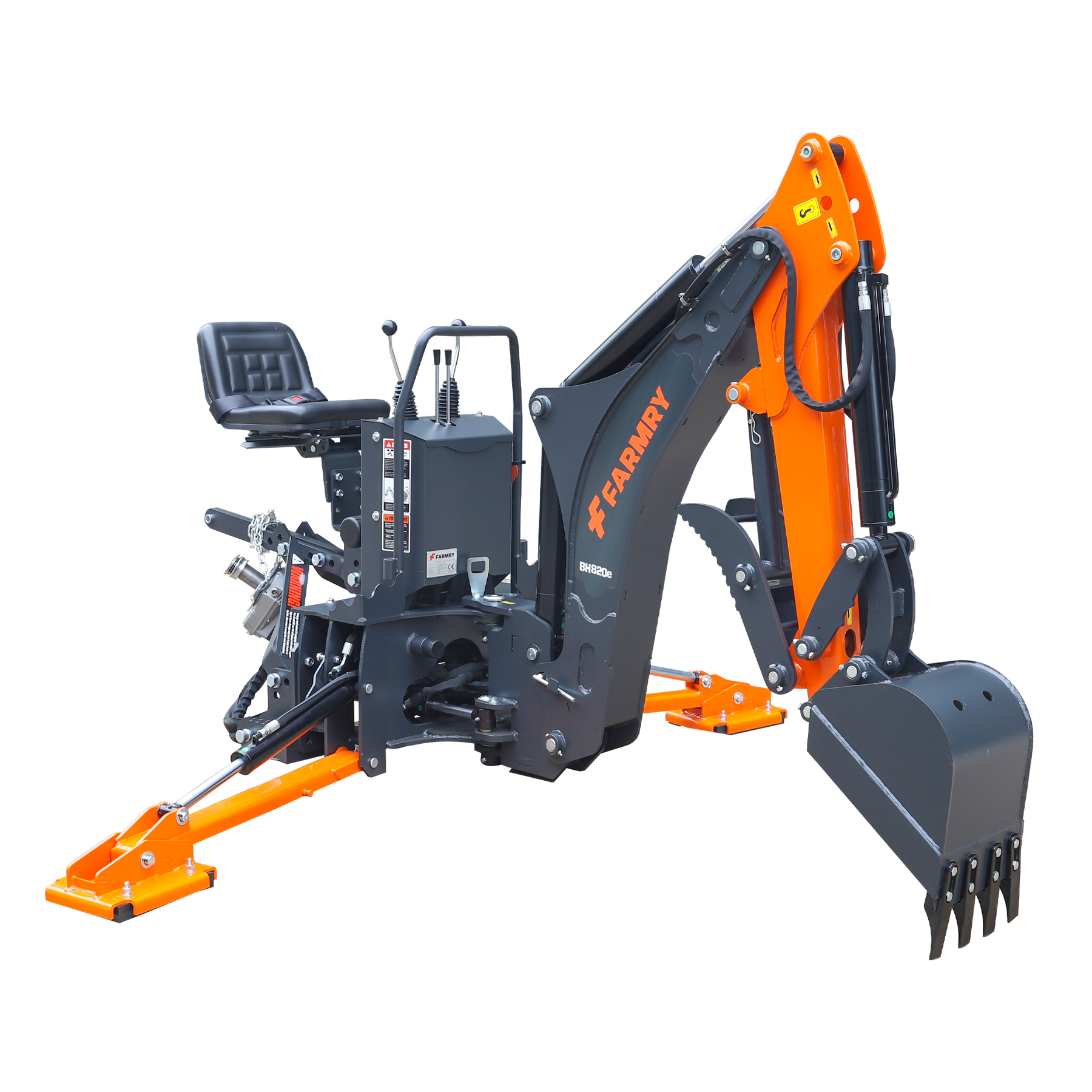 8 '2 " Tractor  Backhoe with Curved Boom, 15" Bucket, Mechanical Grapple Thumb, Self-Contained Gear Pump&Hydraulic Reservoir included, for 30-65 HP, Cat 1&2 Hookup, BH820e