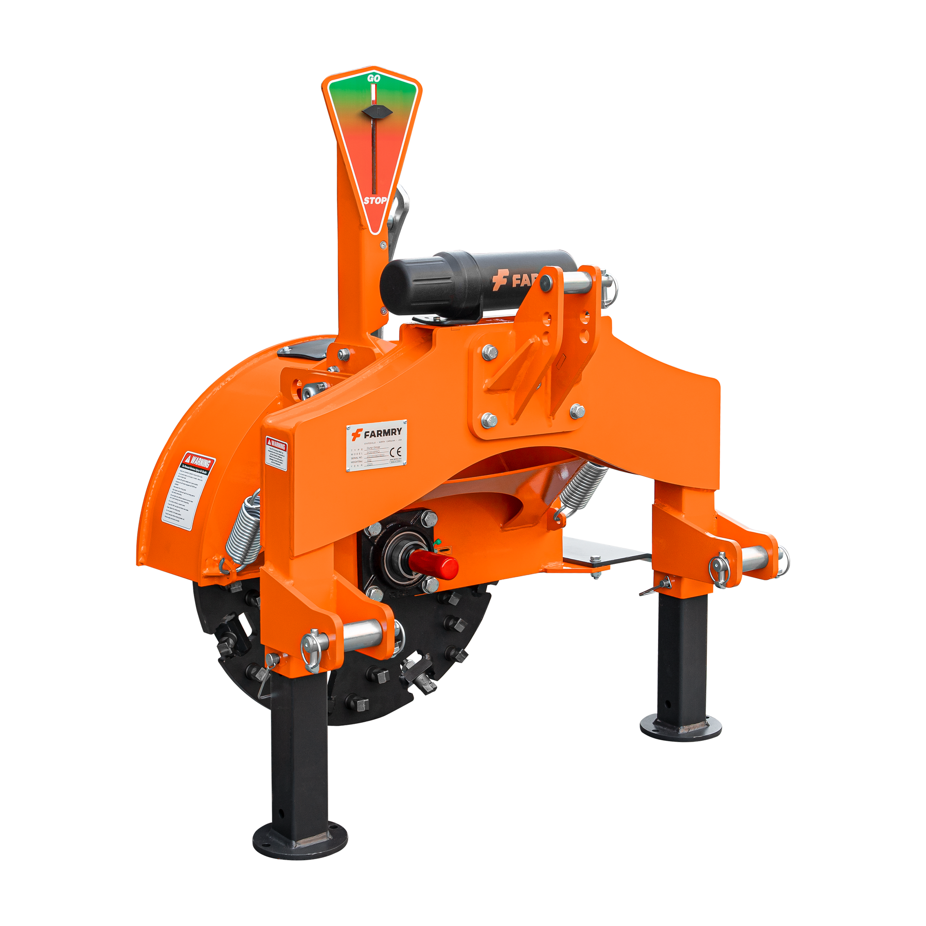 3-Point PTO Stump Grinder PRO, Two Torsion Springs, Speed Indicator, 34 Carbide Teeth, for 15-45HP Tractors, PTO Shaft Included with Slip Clutch. SG24 Pro
