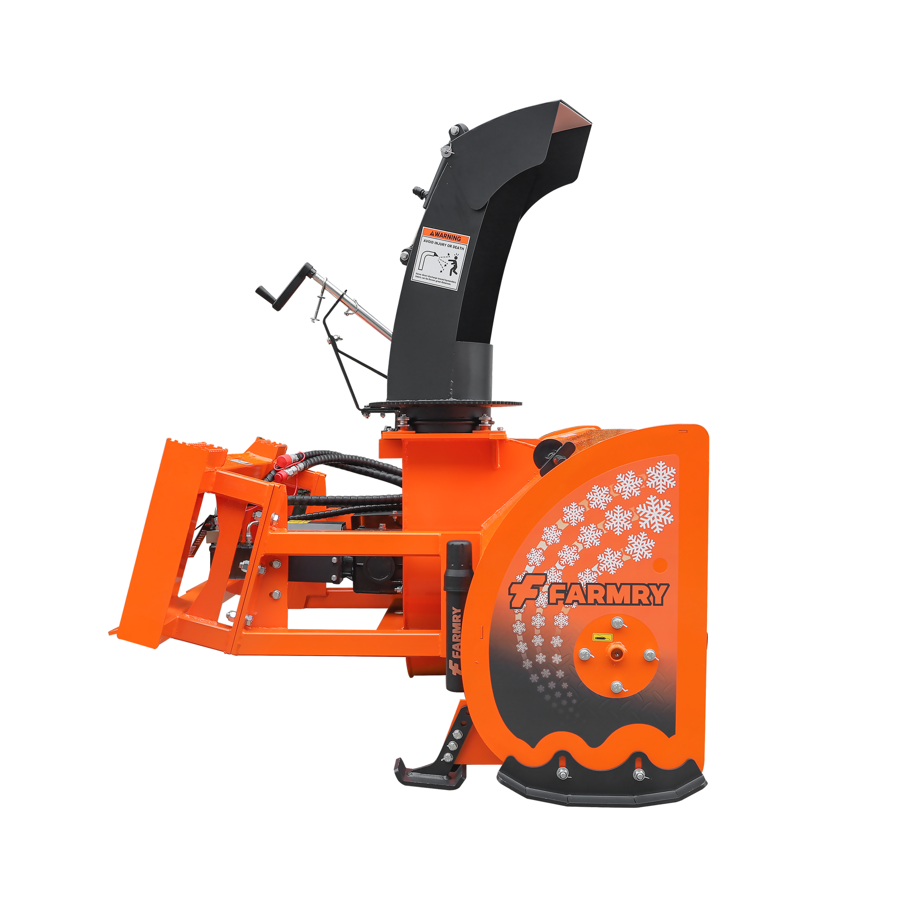 84” Skid Steer Snow Blower, 50-100 HP, REQ.Hydraulic Flow 16 -21GPM , 24” Diameter Impeller, Manual 360° Snow Chute, Snow Shovel for JAM Clearance included,  SSB84