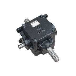 A black farmry snow blower gearbox for SSB60/SSB72/SSB84/TSB48/TSB60/TSB72/TSB84, with three metal shafts on different sides and a product label, is shown on a plain white background.