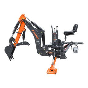 7 ' Tractor  Backhoe with Curved Boom, 12" Bucket, Hydraulic Grapple Thumb, Self-Contained Gear Pump&Hydraulic Reservoir included, for 25-45 HP, Cat 1&2 Hookup, BH700