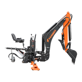 9 '2 " Tractor  Backhoe with Curved Boom, Italian Original WALVOIL Seven Way Hydraulic Control Valve, 18" Bucket, Hydraulic Grapple Thumb,  Self-Contained One-Piece Gear Pump&Hydraulic Reservoir included, for 45-120 HP, Cat 2 Hookup, BH920Pro