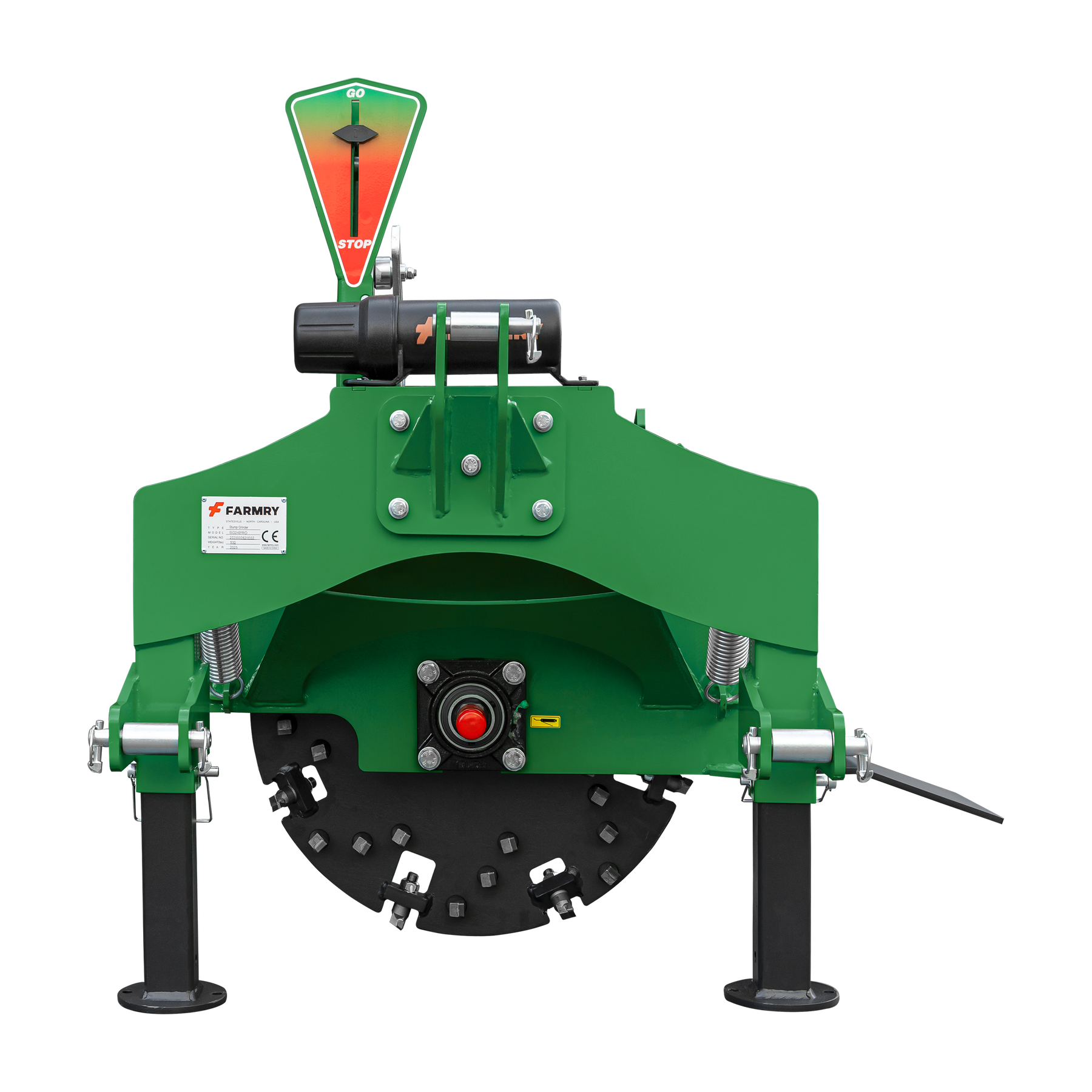 3-Point PTO Stump Grinder PRO, Two Torsion Springs, Speed Indicator, 34 Carbide Teeth, for 15-45HP Tractors, PTO Shaft Included with Slip Clutch. SG24 Pro