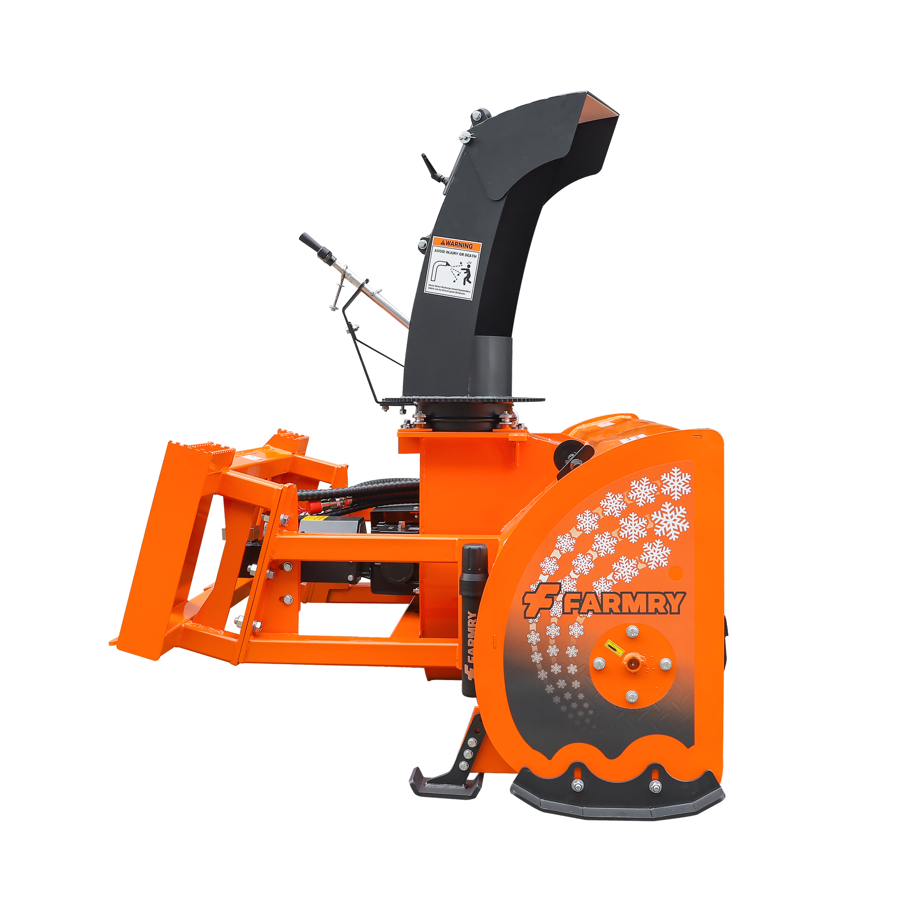 72” Skid Steer Snow Blower, 45-75 HP, REQ.Hydraulic Flow 16 -21GPM , 24” Diameter Impeller,  Manual 360 °Snow Chute,  Snow Shovel for JAM Clearance included, SSB72