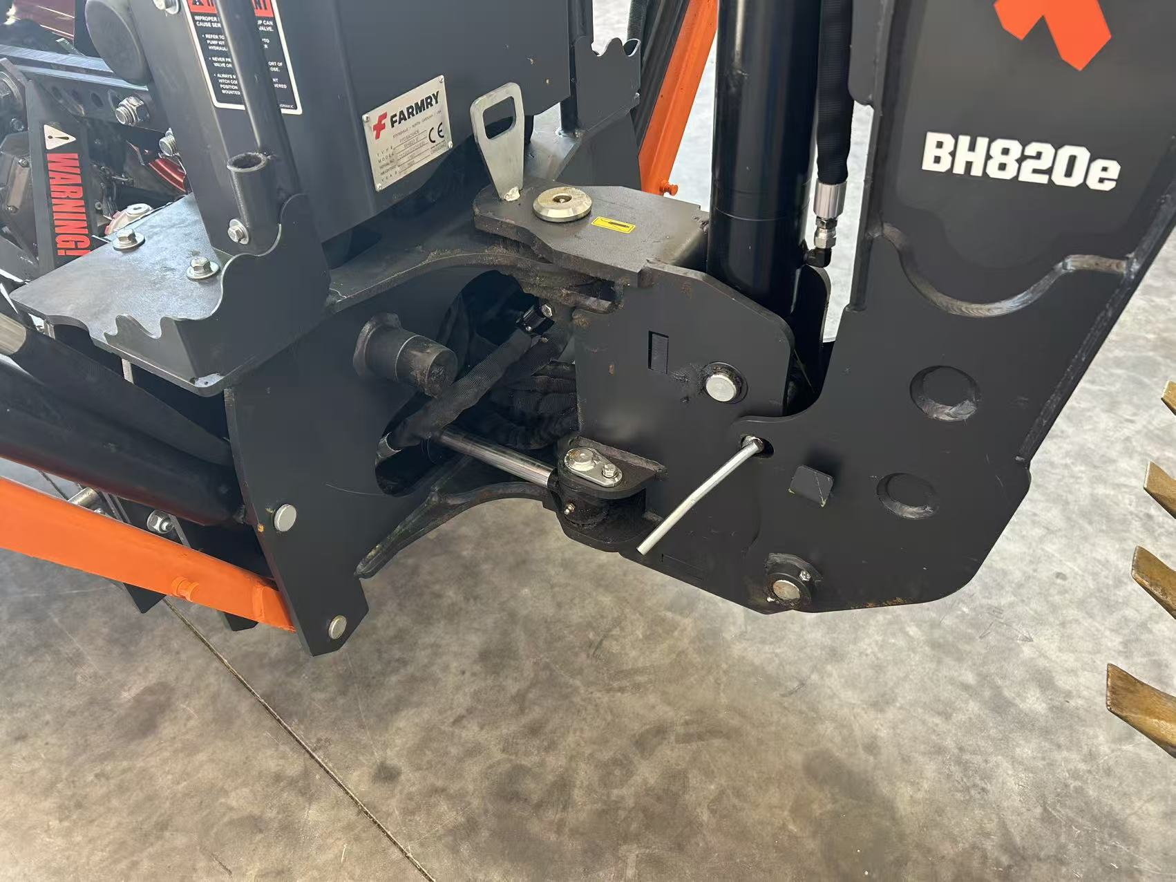 Used 8'2" Tractor  Backhoe with Curved Boom, 15" Bucket, Mechanical Grapple Thumb, Self-Contained Gear Pump&Hydraulic Reservoir included, for 30-65 HP, Cat 1&2 Hookup, BH820e