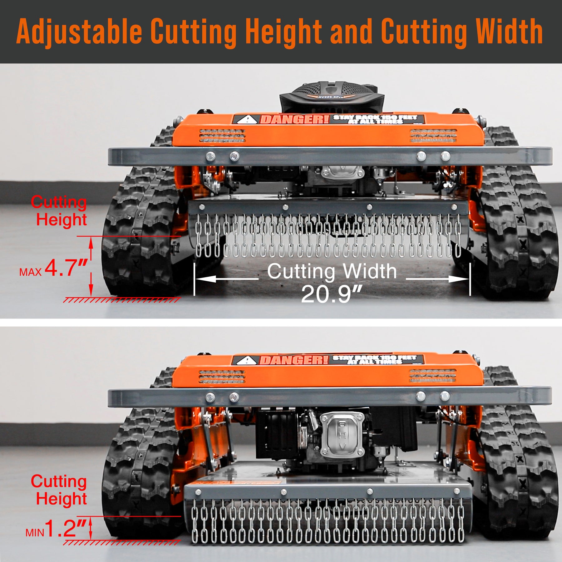 Remote-Controlled Track Mower with Snow Plow – 20.9" Cut, 6.1HP, RM20S