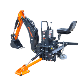 6 ' Compact Tractor Backhoe with Curved Boom, 12" Bucket, Self-Contained Gear Pump&Hydraulic Reservoir included, for 18-35 HP, Cat 1 Hookup, BH600