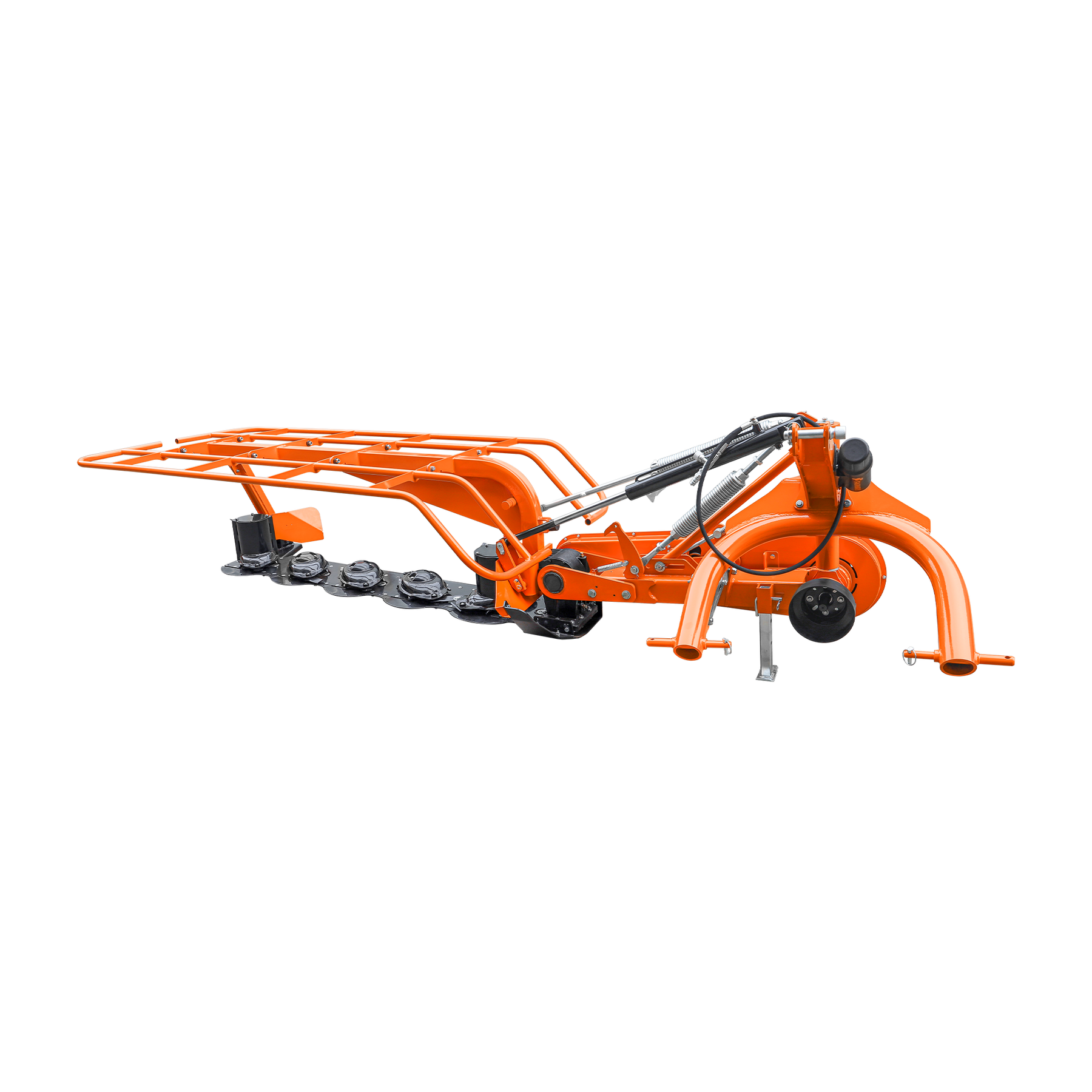 The Farmry 3 Point 81" Disc Mower (DHM7) features 5 discs, PTO power for 35–80HP Category 1 & 2 tractors, hydraulic components, and a sturdy frame—ideal for grass or hay cutting with a standard tractor hitch.