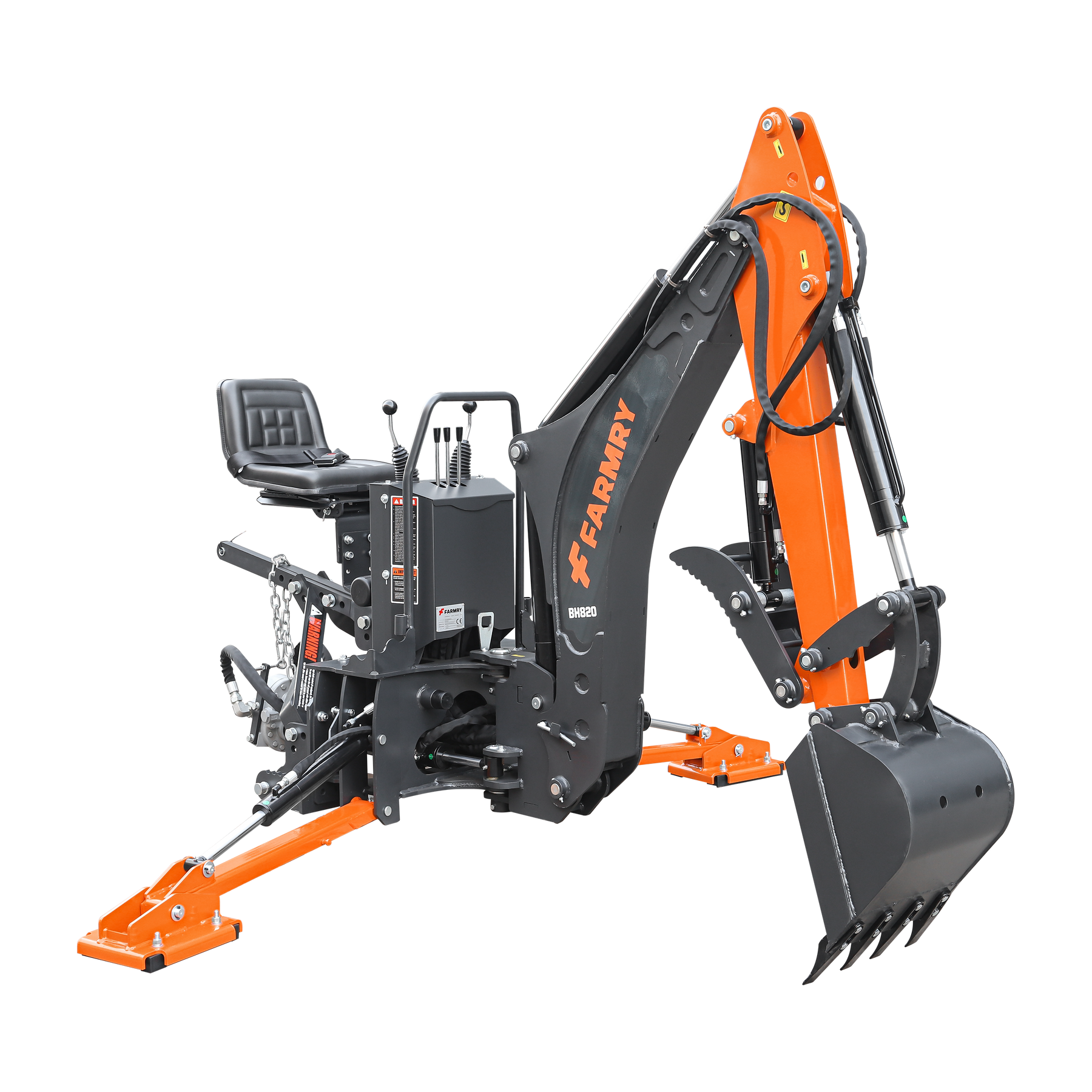 8 '2 " Tractor  Backhoe with Curved Boom, 15" Bucket, Hydraulic Grapple Thumb, Self-Contained Gear Pump&Hydraulic Reservoir included, for 30-65 HP, Cat 1&2 Hookup, BH820