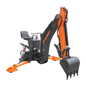 9 '2 " Tractor  Backhoe with Curved Boom, Italian Original WALVOIL Seven Way Hydraulic Control Valve, 18" Bucket, Hydraulic Grapple Thumb,  Self-Contained One-Piece Gear Pump&Hydraulic Reservoir included, for 45-120 HP, Cat 2 Hookup, BH920Pro
