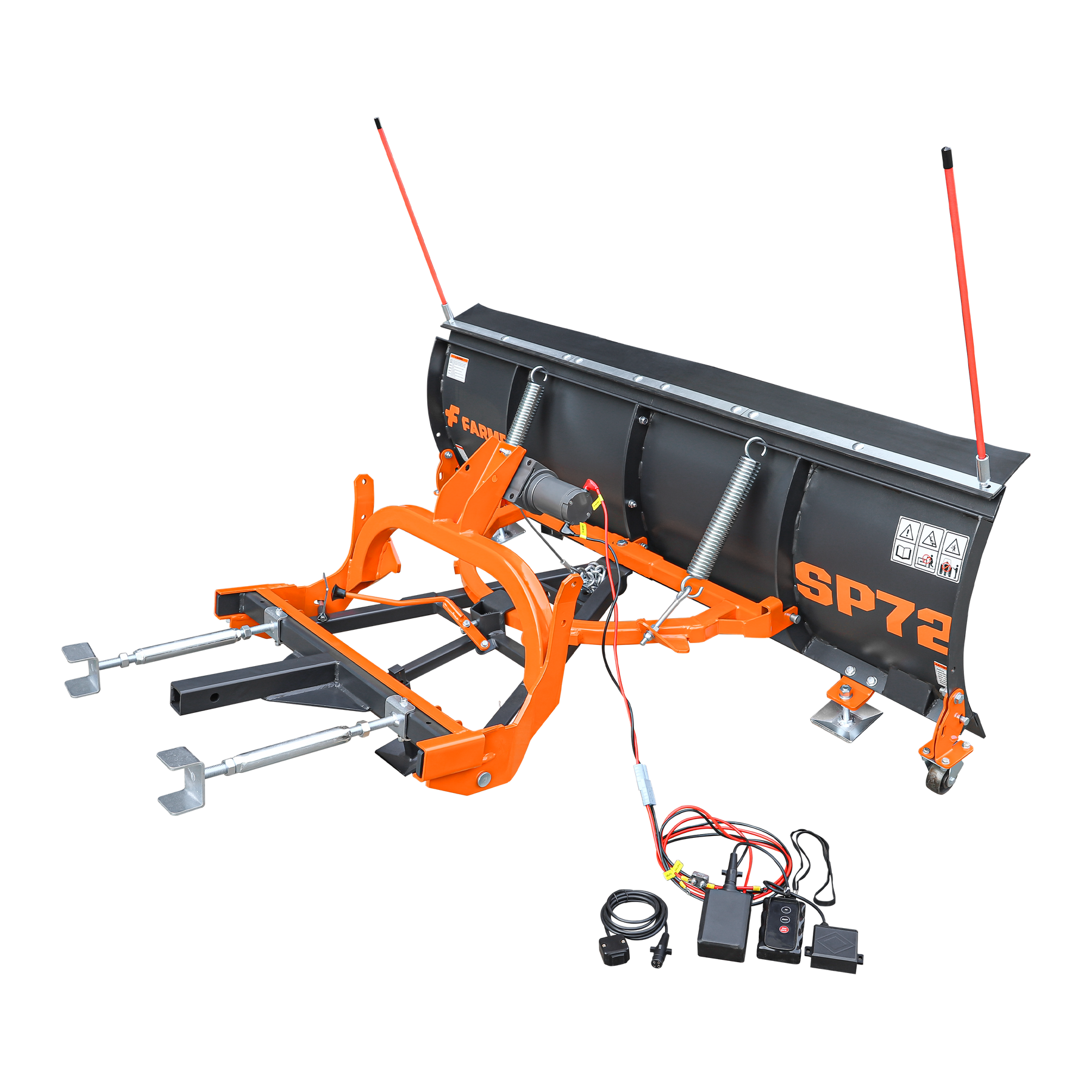 SP72 72" Truck/SUV Front Mount Snow Pusher, Left and Right Angle, 2" Mount Receiver, Wireless Winch Control