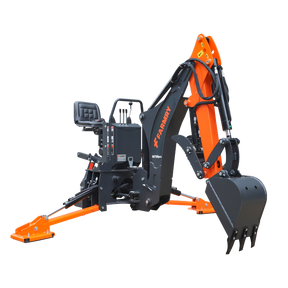 7 ' Tractor  Backhoe with Curved Boom, Italian Original WALVOIL Seven Way Hydraulic Control Valve, 12" Bucket, Hydraulic Grapple Thumb,  Self-Contained One-Piece Gear Pump&Hydraulic Reservoir included, for 25-45 HP, Cat 1&2 Hookup, BH700Pro