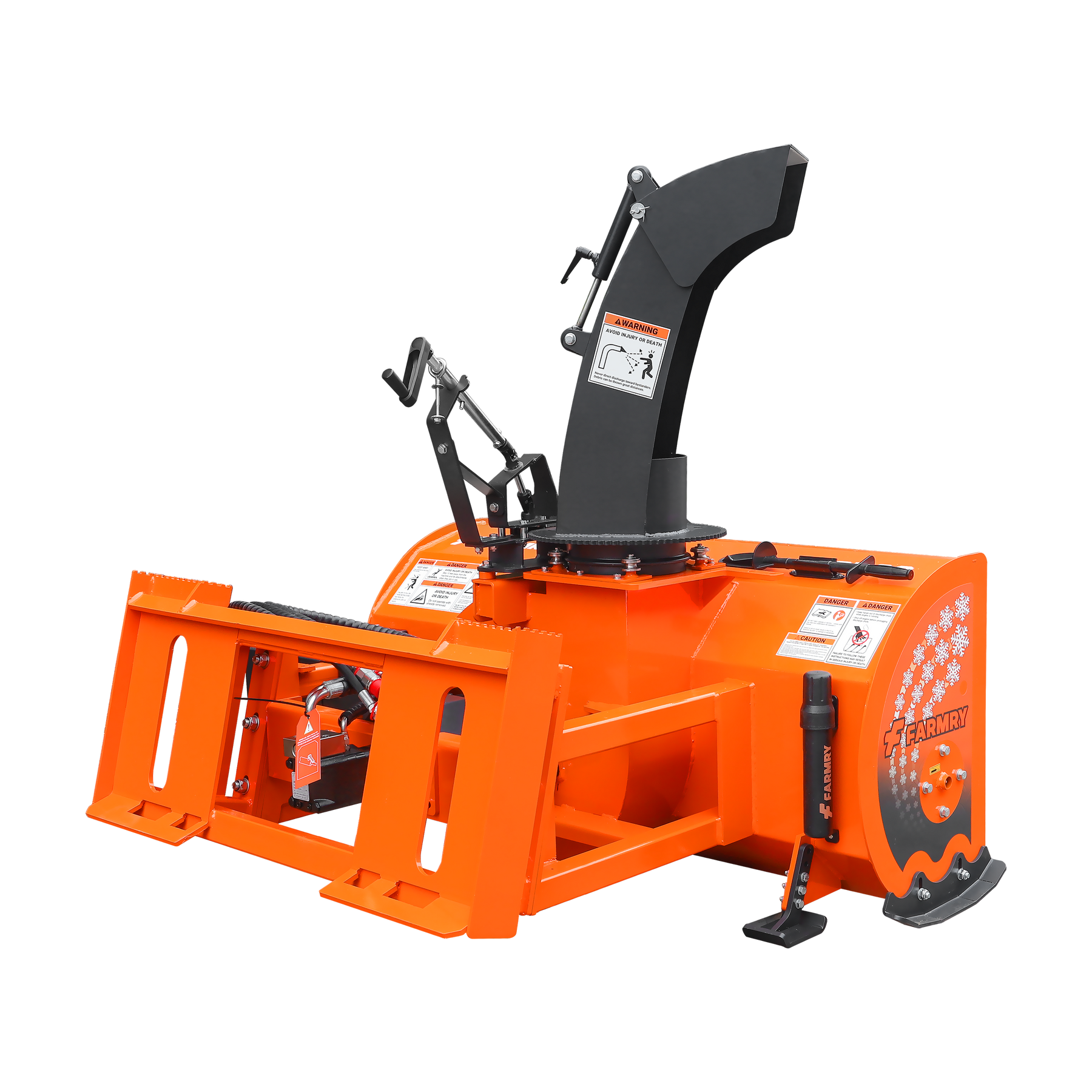 60” Skid Steer Snow Blower, 30-75 HP, REQ.Hydraulic Flow 16 -21GPM , 22” Diameter Impeller,  Manual 360 °Snow Chute,  Snow Shovel for JAM Clearance included, SSB60