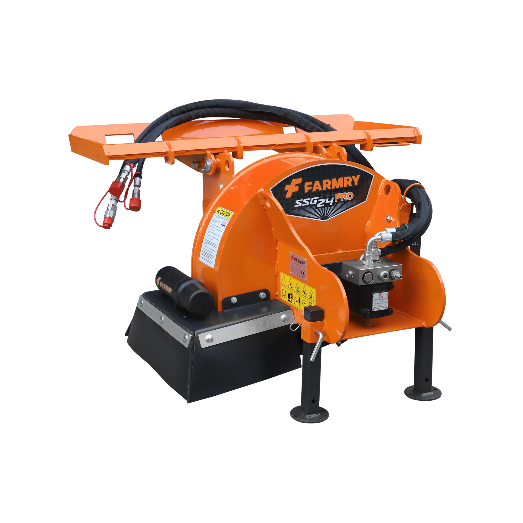 24 inch Skid Steer Loader Stump Grinder with Flexible Coupling and 3 Time Indexing Carbide Teeth, 18 to 23GPM, SSG24PRO(Orange)