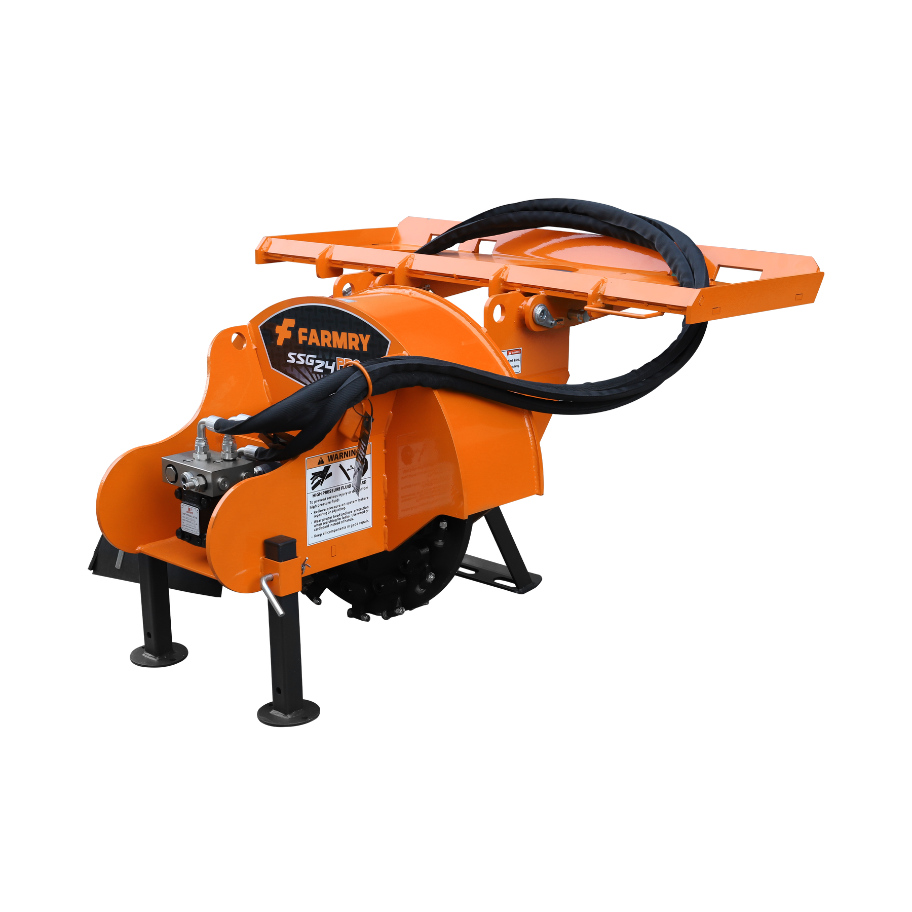 24 inch Skid Steer Loader Stump Grinder with Flexible Coupling and 3 Time Indexing Carbide Teeth, 18 to 23GPM, SSG24PRO(Orange)