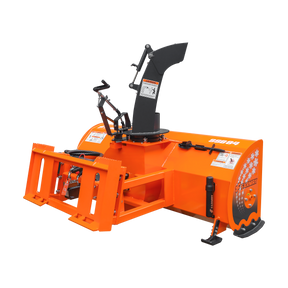 84” Skid Steer Snow Blower, 50-100 HP, REQ.Hydraulic Flow 16 -21GPM , 24” Diameter Impeller, Manual 360° Snow Chute, Snow Shovel for JAM Clearance included,  SSB84