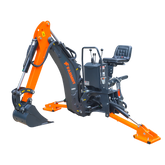 6 ' Compact Tractor Backhoe with Curved Boom, 12" Bucket, Self-Contained Gear Pump&Hydraulic Reservoir included, for 18-35 HP, Cat 1 Hookup, BH600
