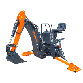 6 ' Compact Tractor Backhoe with Curved Boom, 12" Bucket, Self-Contained Gear Pump&Hydraulic Reservoir included, for 18-35 HP, Cat 1 Hookup, BH600