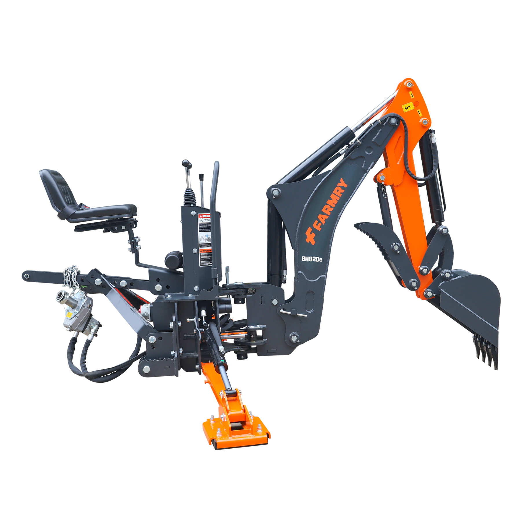8 '2 " Tractor  Backhoe with Curved Boom, 15" Bucket, Mechanical Grapple Thumb, Self-Contained Gear Pump&Hydraulic Reservoir included, for 30-65 HP, Cat 1&2 Hookup, BH820e