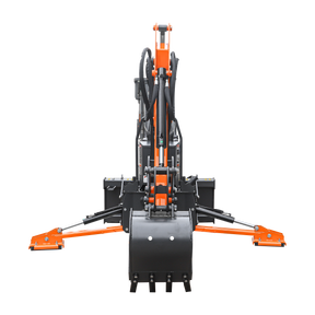8 '2 " Skid Steer Loader  Backhoe with Curved Boom, Italian Original WALVOIL Seven Way Hydraulic Control Valve, 15" Bucket, Hydraulic Grapple Thumb included, for 30-65 HP , BHS820Pro