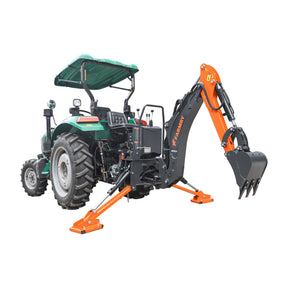 6 ' Compact Tractor Backhoe with Curved Boom, 12" Bucket, Taiwan Original Six Way Hydraulic Control Valve， Self-Contained One-Piece Gear Pump&Hydraulic Reservoir included, for 18-35 HP, Cat 1 Hookup, BH600Pro