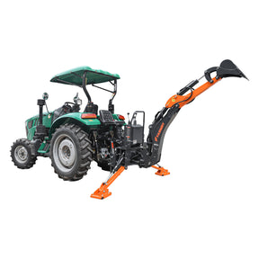 6 ' Compact Tractor Backhoe with Curved Boom, 12" Bucket, Taiwan Original Six Way Hydraulic Control Valve， Self-Contained One-Piece Gear Pump&Hydraulic Reservoir included, for 18-35 HP, Cat 1 Hookup, BH600Pro