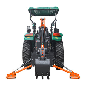 6 ' Compact Tractor Backhoe with Curved Boom, 12" Bucket, Taiwan Original Six Way Hydraulic Control Valve， Self-Contained One-Piece Gear Pump&Hydraulic Reservoir included, for 18-35 HP, Cat 1 Hookup, BH600Pro