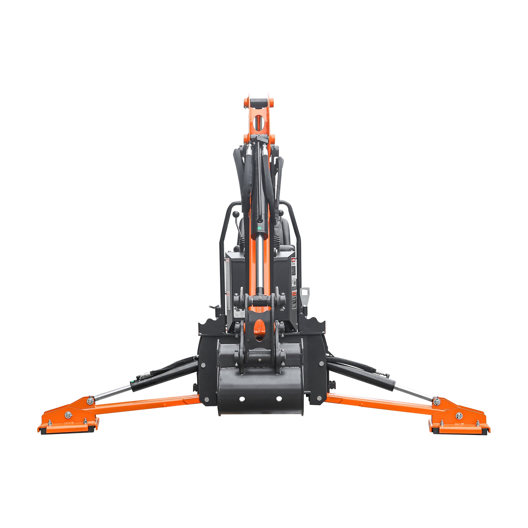 6 ' Compact Tractor Backhoe with Curved Boom, 12" Bucket, Taiwan Original Six Way Hydraulic Control Valve， Self-Contained One-Piece Gear Pump&Hydraulic Reservoir included, for 18-35 HP, Cat 1 Hookup, BH600Pro