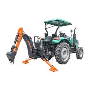 6 ' Compact Tractor Backhoe with Curved Boom, 12" Bucket, Taiwan Original Six Way Hydraulic Control Valve， Self-Contained One-Piece Gear Pump&Hydraulic Reservoir included, for 18-35 HP, Cat 1 Hookup, BH600Pro