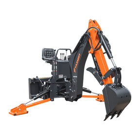 7 ' Skid Steer Loader Backhoe with Curved Boom, 12" Bucket, Hydraulic Grapple Thumb  included, for 30-60 HP , BHS700