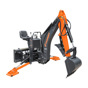 8 '2 " Skid Steer Loader Backhoe with Curved Boom, 15" Bucket, Hydraulic Grapple Thumb included, for 30-75 HP, BHS820