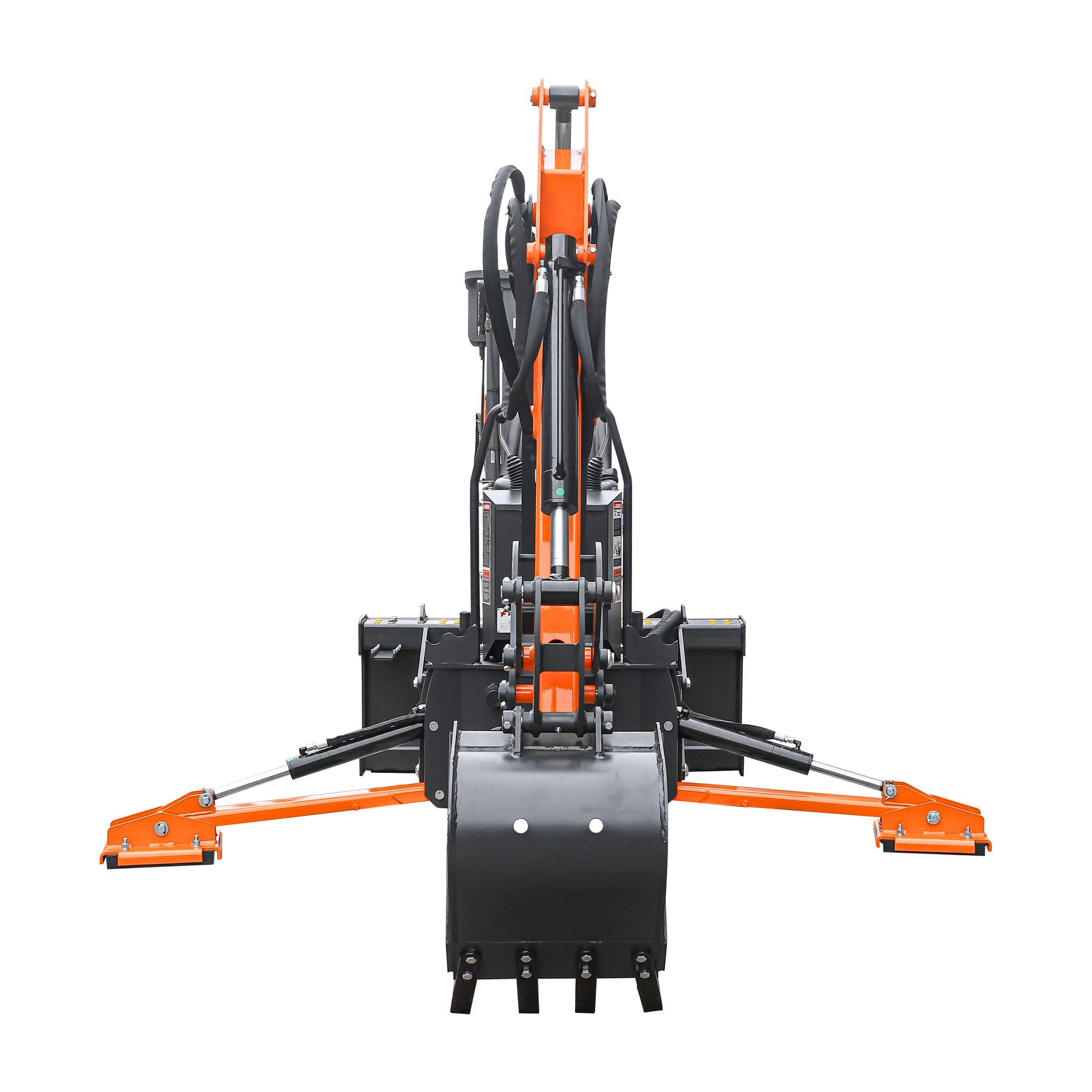 9 '2 " Skid Steer Loader Backhoe with Curved Boom, 18" Bucket, Hydraulic Grapple Thumb included, for 45-120 HP, BHS920