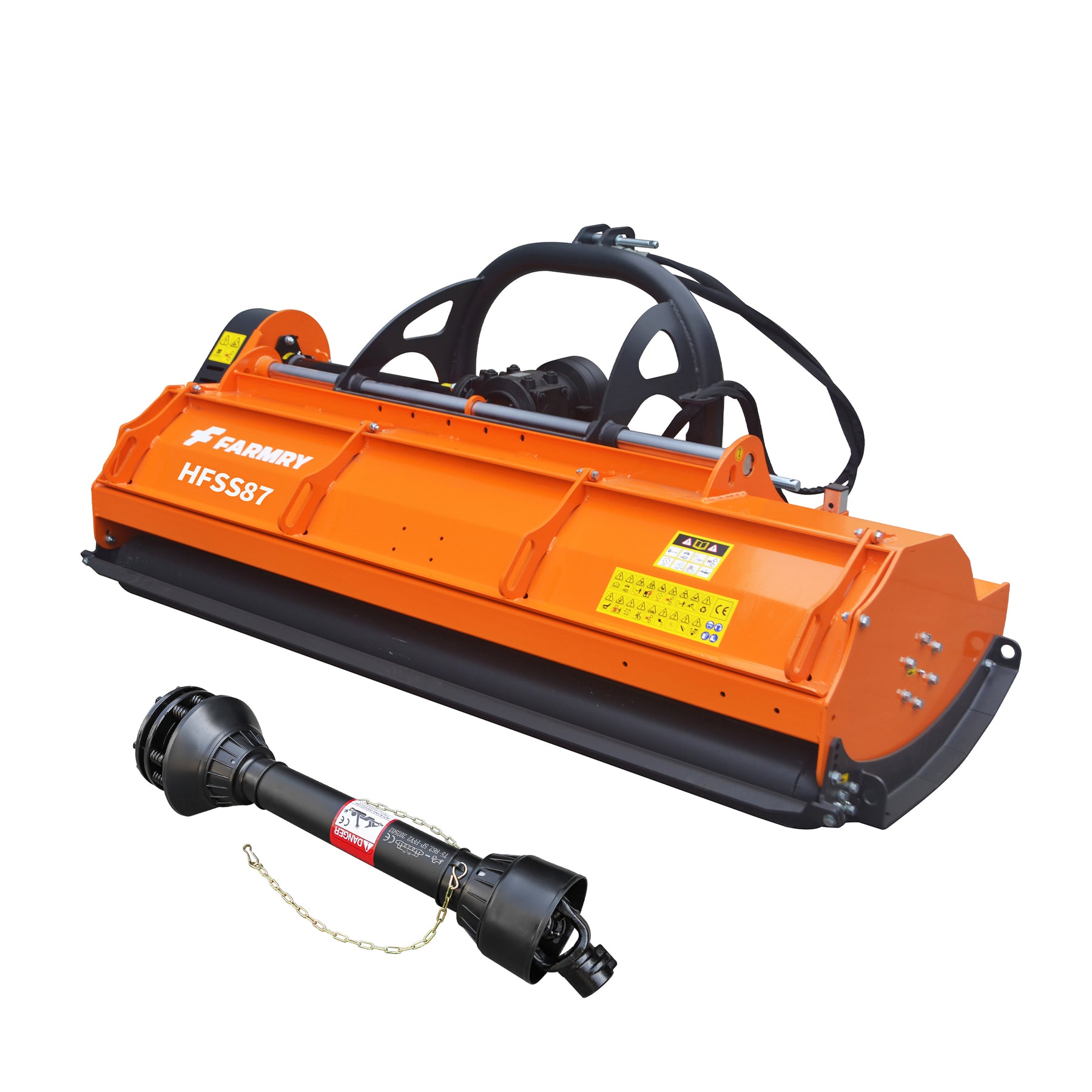 3 Point 87" Flail Mower, PTO Hydraulic Side Shift, 30-85HP Mowing Attachment for Category 1 and 2 Tractors, HFSS87