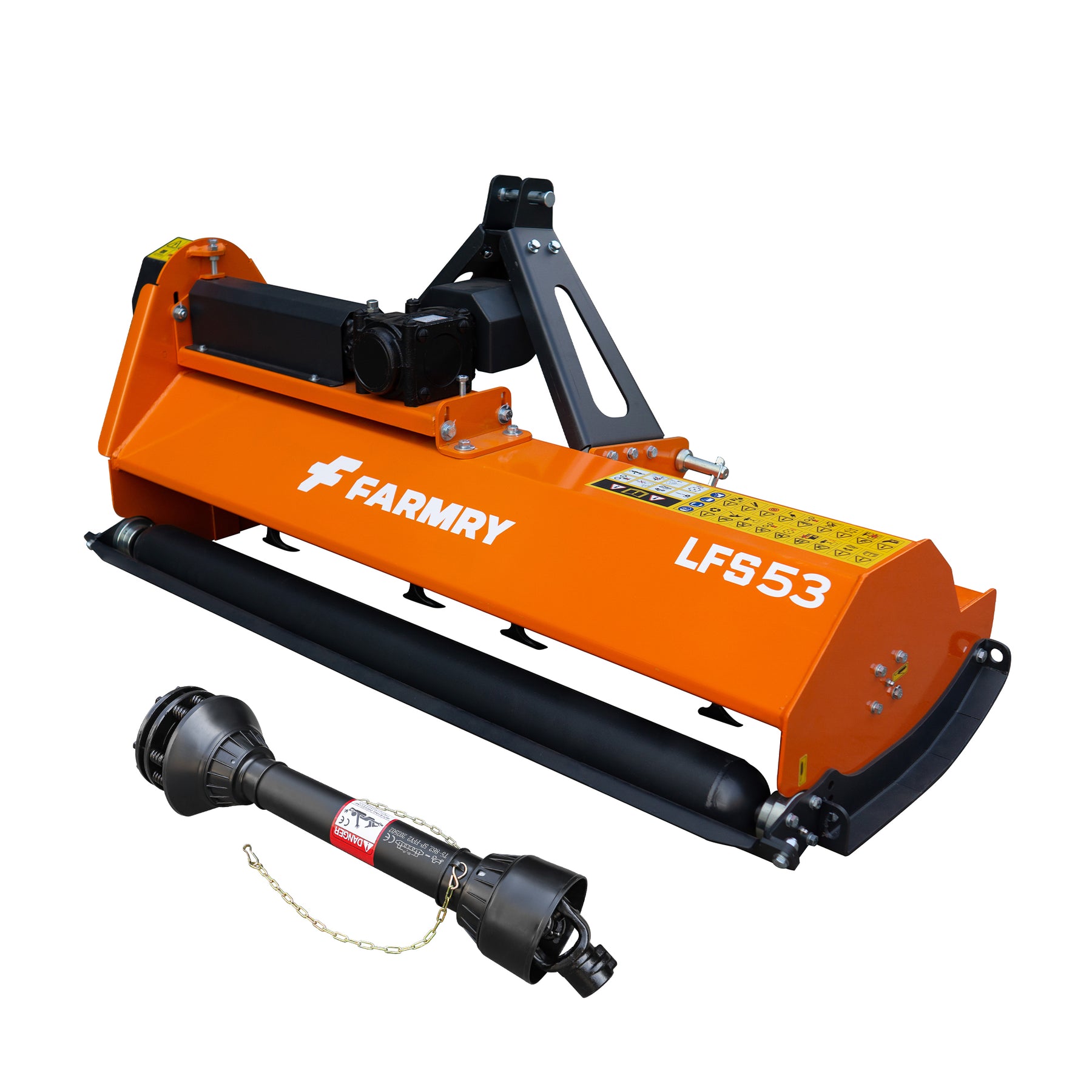 3 Point 53" Flail Mower, PTO Powered 15-35HP Mowing Attachment for Category 1 Tractors, LFS53