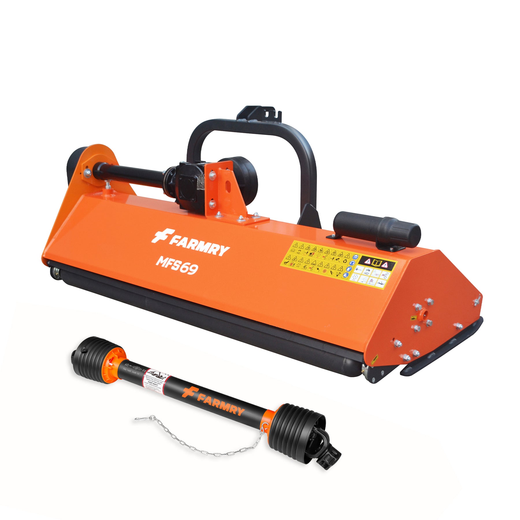 3 Point 69" Flail Mower, PTO Powered 25-65HP Mowing Attachment for Category 1 and 2 Tractors, MFS69