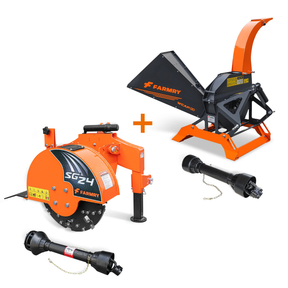 5” PTO Wood Chipper + Stump Grinder Bundle for 15–45HP Tractors | WCAP130 + SG24 Orange Combo