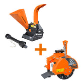 5” PTO Wood Chipper + SG24Pro Stump Grinder Combo for 15–45 HP Tractors (WCAP5 PRO + SG24Pro orange)