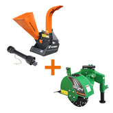 5” PTO Wood Chipper + 3-Point PTO Stump Grinder Combo for 15–45 HP Tractors (WCAP5 PRO + SG24green)