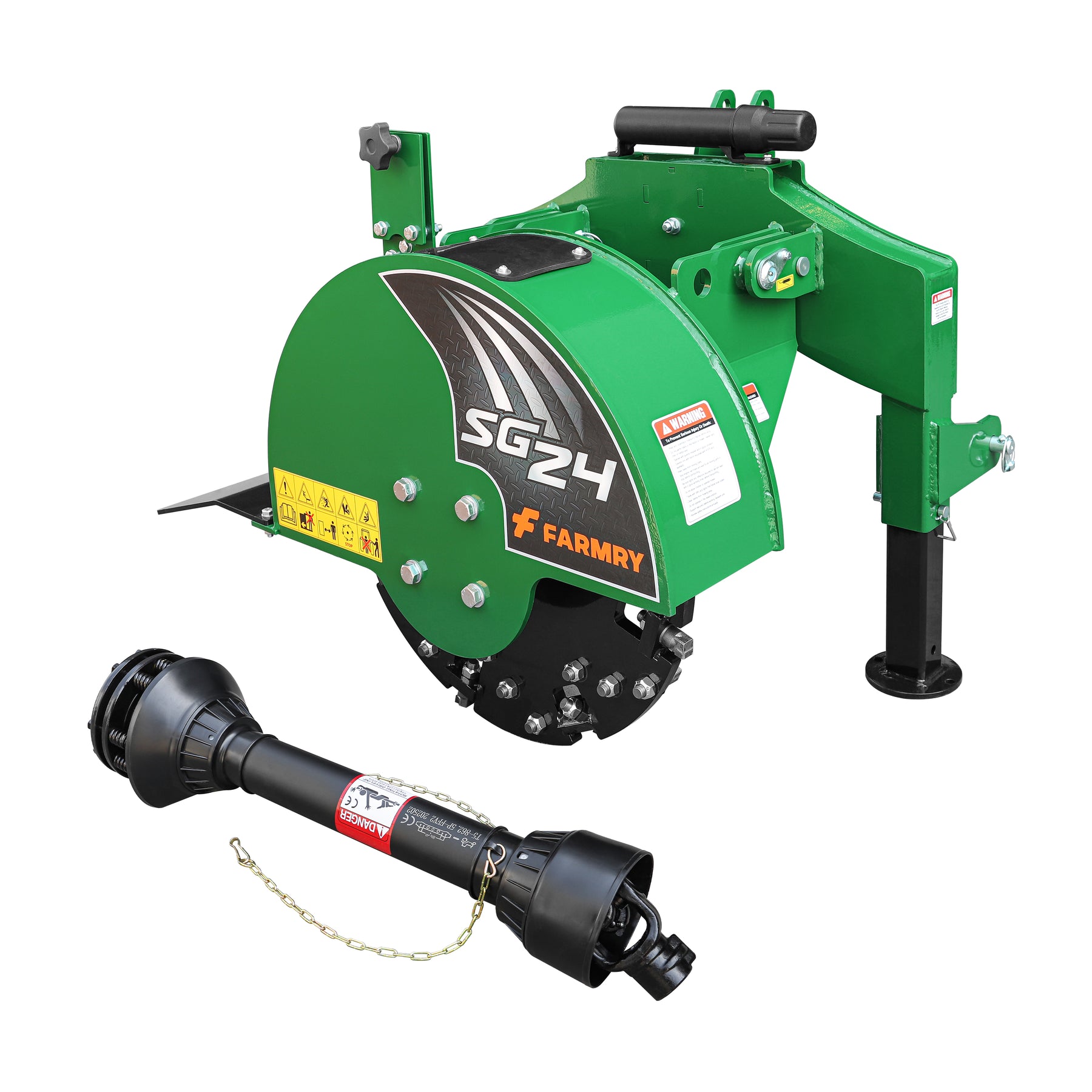 3-Point PTO Stump Grinder, 34 Carbide Teeth, for 15-45HP Tractors, PTO Shaft Included with Slip Clutch, SG24 - Farmry